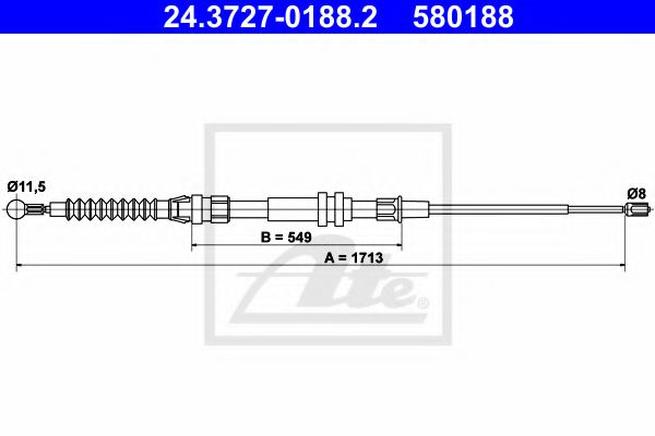 Трос, стояночная тормозная система - ATE 24.3727-0188.2