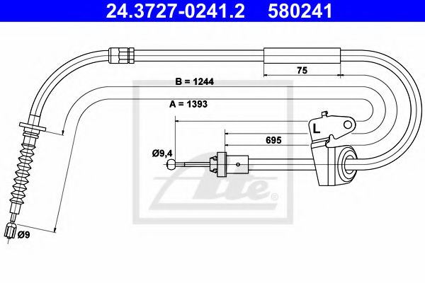 Трос, стояночная тормозная система - ATE 24.3727-0241.2