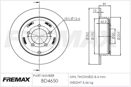 Диск тормозной | зад | - FREMAX BD-4650