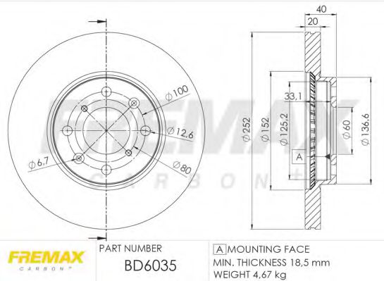 Диск тормозной | перед | - FREMAX BD-6035