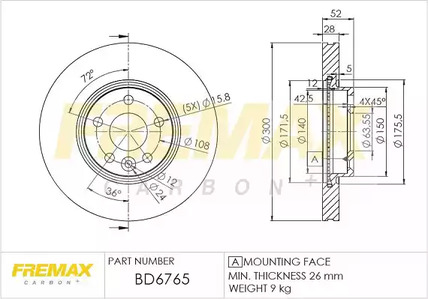 Диск тормозной | перед | - FREMAX BD-6765