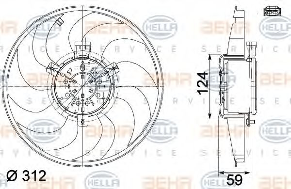 Вентилятор, охлаждение двигателя - Hella 8EW 351 041-261