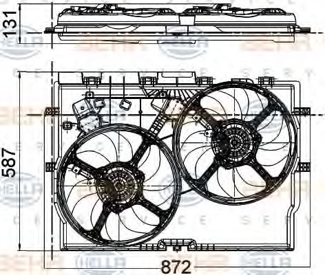 Вентилятор радиатора с кожухом - Hella 8EW 351 041-431
