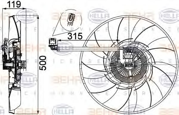 Сцепление, вентилятор радиатора - Hella 8MV 376 757-521