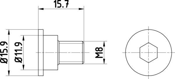 Болт крепеления тормозного диска M8x1,25, Длина15,7 внутренний шестигранник (2 в уп.)  - Textar TPM0003