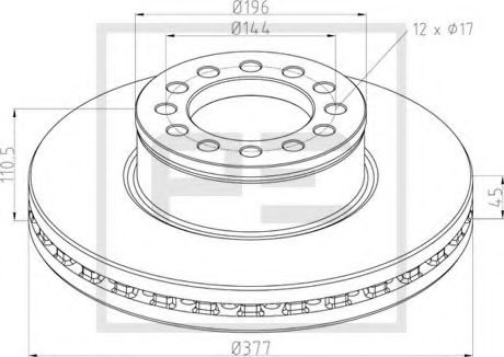Диск тормозной HCV - PE Automotive 036.144-00A
