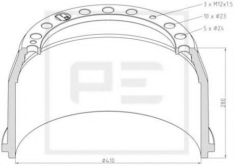 Тормозной барабан HCV - PE Automotive 036.402-00A