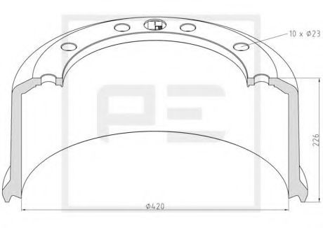 Тормозной барабан HCV - PE Automotive 046.627-10A