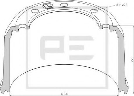 Тормозной барабан - PE Automotive 046.700-00A