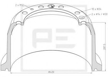 Тормозной барабан HCV - PE Automotive 106.083-00A