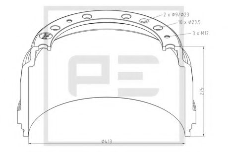 Тормозной барабан HCV - PE Automotive 126.074-00A