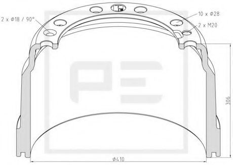 Тормозной барабан - PE Automotive 146.137-00A