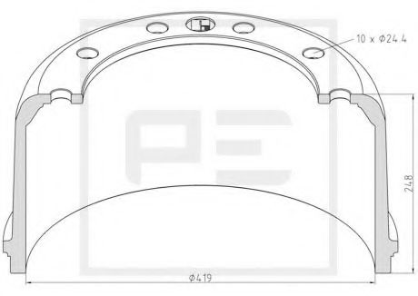 Тормозной барабан - PE Automotive 266.538-00A