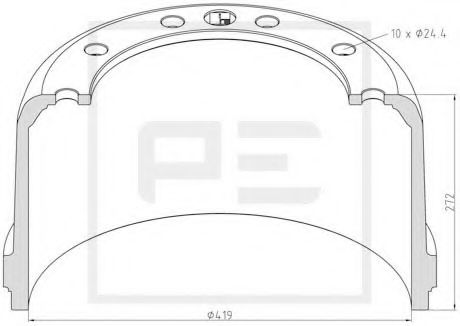 Тормозной барабан - PE Automotive 266.539-00A