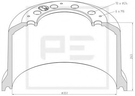 Тормозной барабан - PE Automotive 266.595-00A