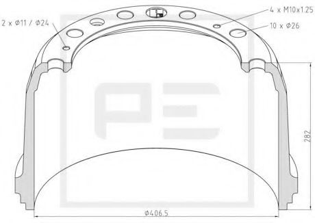 Тормозной барабан - PE Automotive 336.003-00A