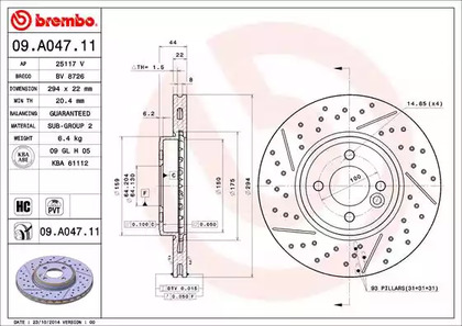 Диск тормозной UV Coated | перед | - Brembo 09.A047.11
