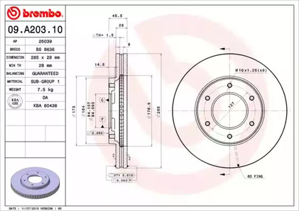 Диск тормозной Standard | перед | - Brembo 09.A203.10