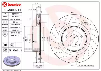 Диск тормозной UV Coated | перед | - Brembo 09.A300.11