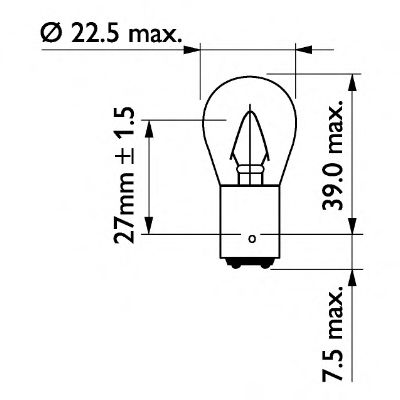 Лампа накаливания P22 24V 15W BA15D