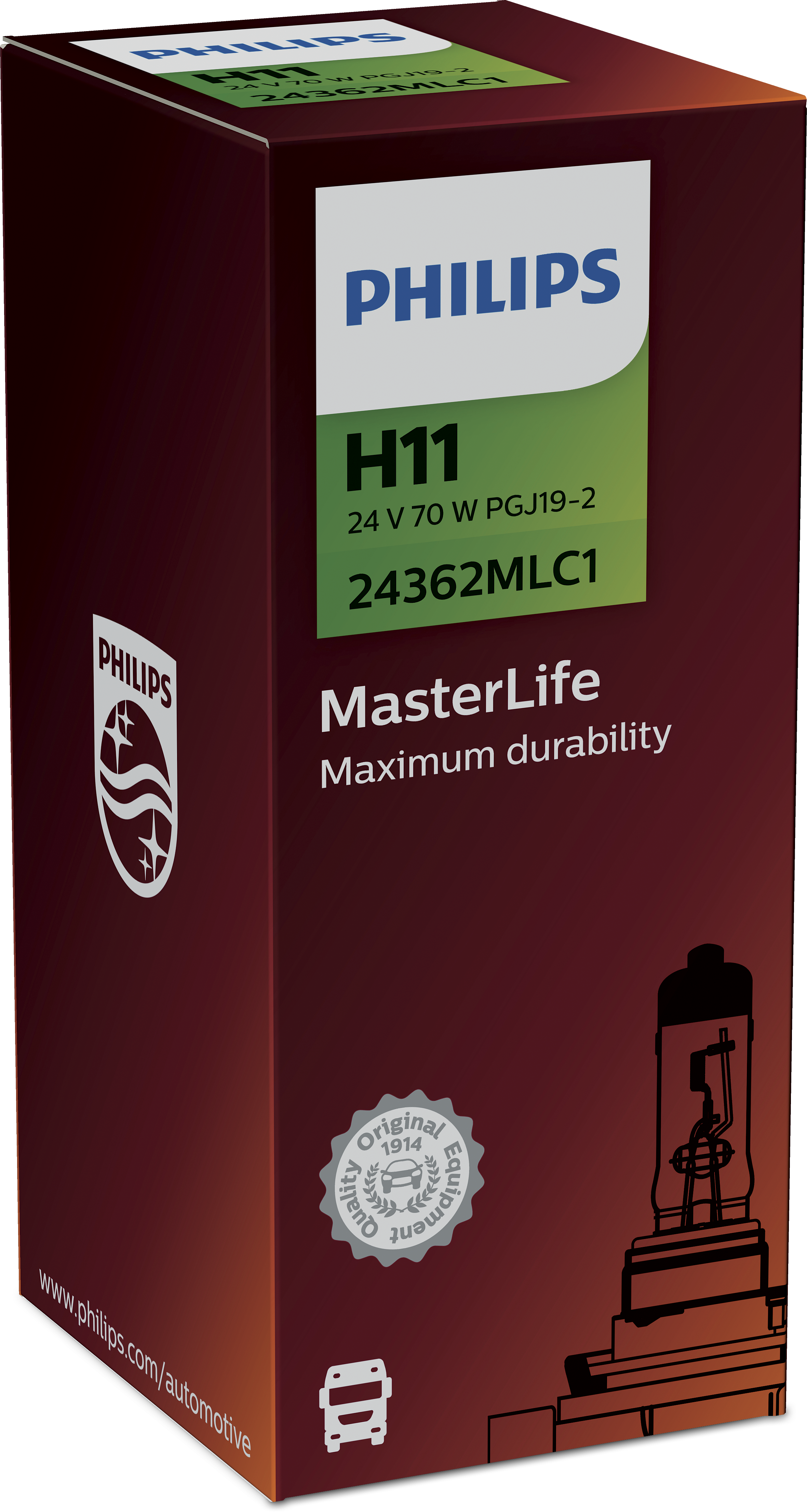 Лампа накаливания H11 MasterLife 24V 70W pgj19-2 С1 Philips                24362MLC1