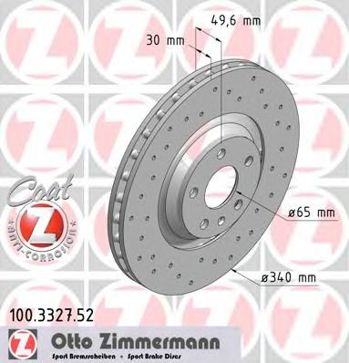 Диск тормозной - Zimmermann 100.3327.52