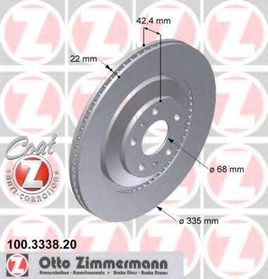 Тормозной диск | зад | - Zimmermann 100.3338.20