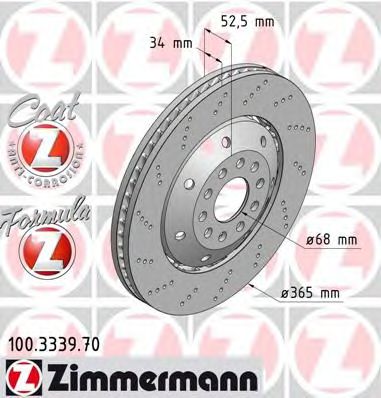 Диск тормозной - Zimmermann 100.3339.70