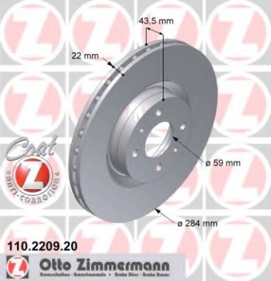 Тормозной диск | перед | - Zimmermann 110.2209.20