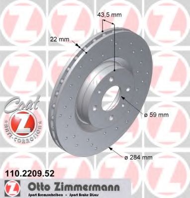 Диск тормозной | перед | - Zimmermann 110.2209.52