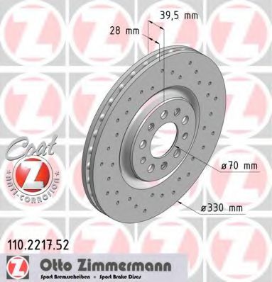 Диск тормозной - Zimmermann 110.2217.52