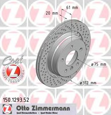 Диск тормозной - Zimmermann 150.1293.52
