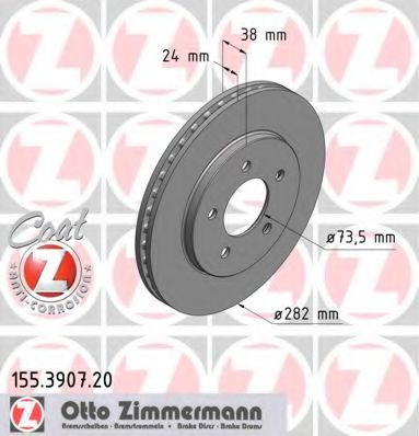 Диск тормозной - Zimmermann 155.3907.20