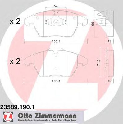 Комплект тормозных колодок, дисковый тормоз | перед | - Zimmermann 23589.190.1