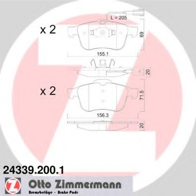 Комплект тормозных колодок, дисковый тормоз - Zimmermann 24339.200.1