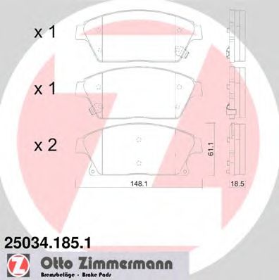 Колодки тормозные дисковые | перед | - Zimmermann 25034.185.1