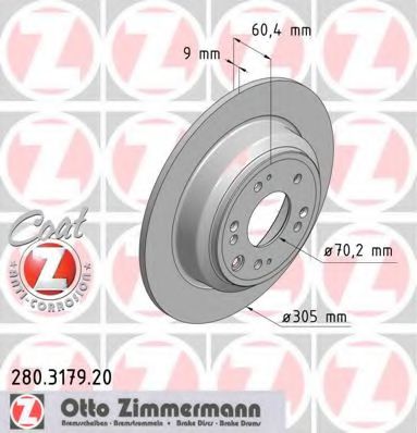 Диск тормозной | зад | - Zimmermann 280.3179.20