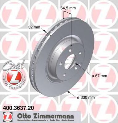 Тормозной диск | перед | - Zimmermann 400.3637.20