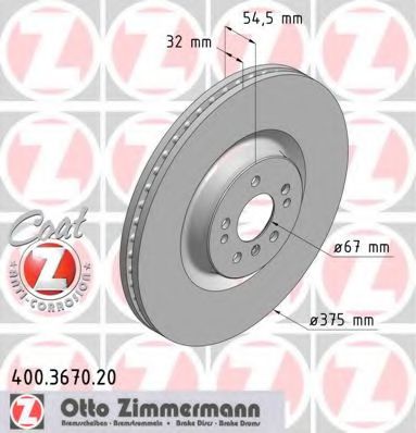 Тормозной диск | перед | - Zimmermann 400.3670.20