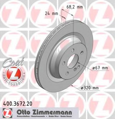 Диск тормозной | зад | - Zimmermann 400.3672.20