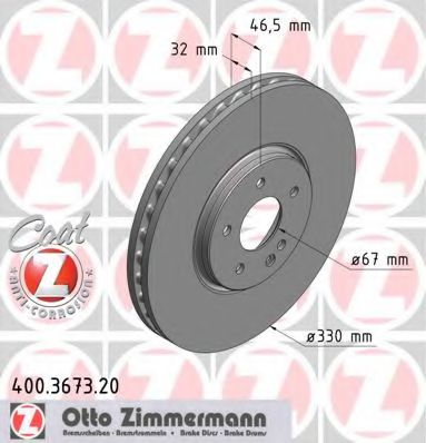 Диск тормозной - Zimmermann 400.3673.20