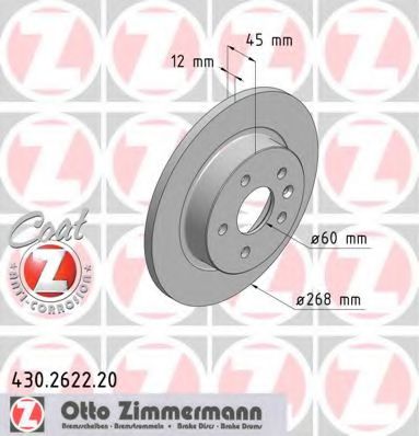 Диск тормозной | зад | - Zimmermann 430.2622.20