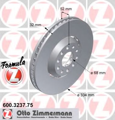 Диск тормозной - Zimmermann 600.3237.75