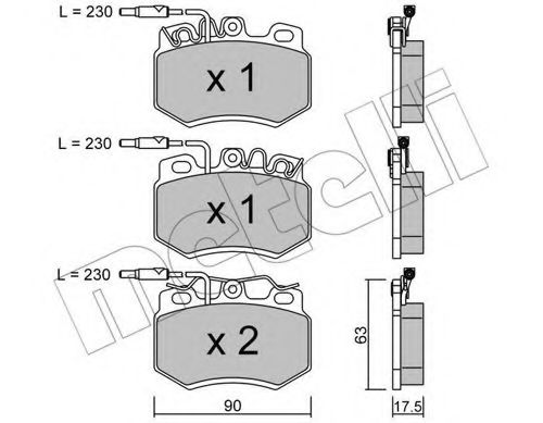 Комплект тормозных колодок, дисковый тормоз - Metelli 22-0049-0