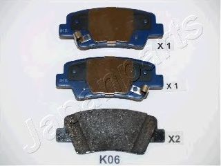 Колодки тормозные дисковые, комплект | зад | - Japanparts PP-K06AF