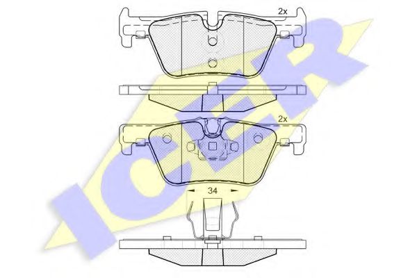 Колодки тормозные дисковые | зад | - Icer 182049