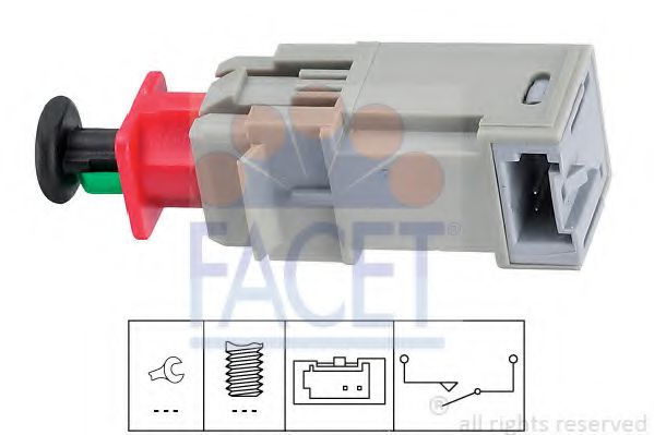 Выключатель, привод сцепления (Tempomat), Выключатель, привод сцепления (управление двигателем) - Facet 7.1207