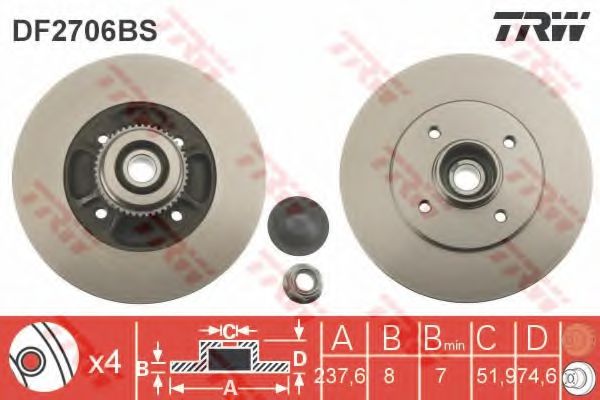 Диск тормозной | зад | - TRW DF2706BS