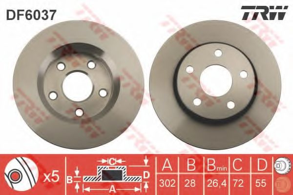 Диск тормозной | перед | - TRW DF6037