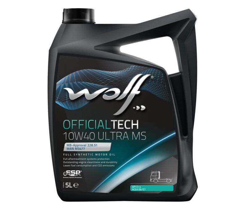 OfficialTech Ultra 10w-40 MS 5 л моторное масло Euro V, MB 228.51 MAN m 3477, m 3271-1 MTU Type 3.1 volvo vds-3 renault rld-2, RXD cummins CES 20076/7 HCV - Wolf 8307317